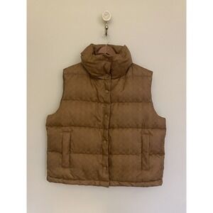Coach Signature Jacquard Puffer Vest. Chai Color. Size Large. Designer. Luxury.